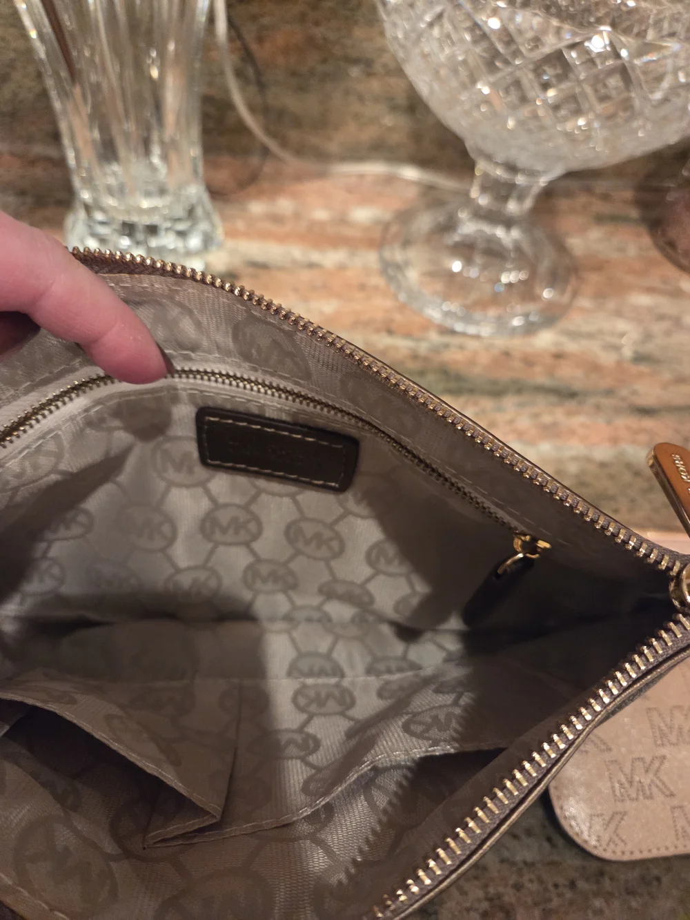 Michael Kors Women’s Metallic Crossbody Set - Bronze Gold & Rose Gold